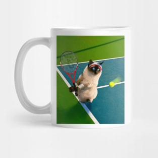 Siamese Cat Playing Tennis Mug